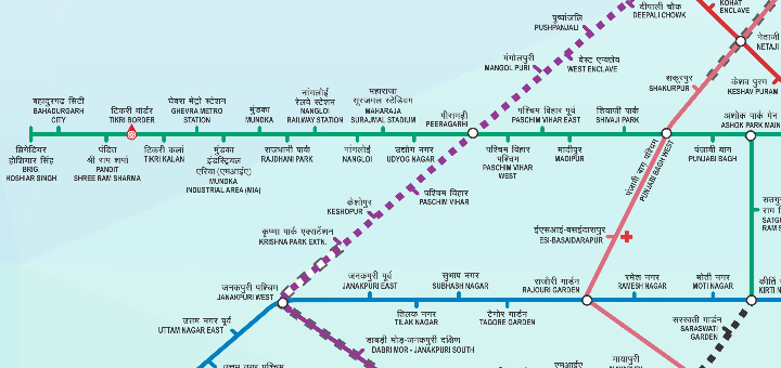 Delhi Metro Green Line Route map